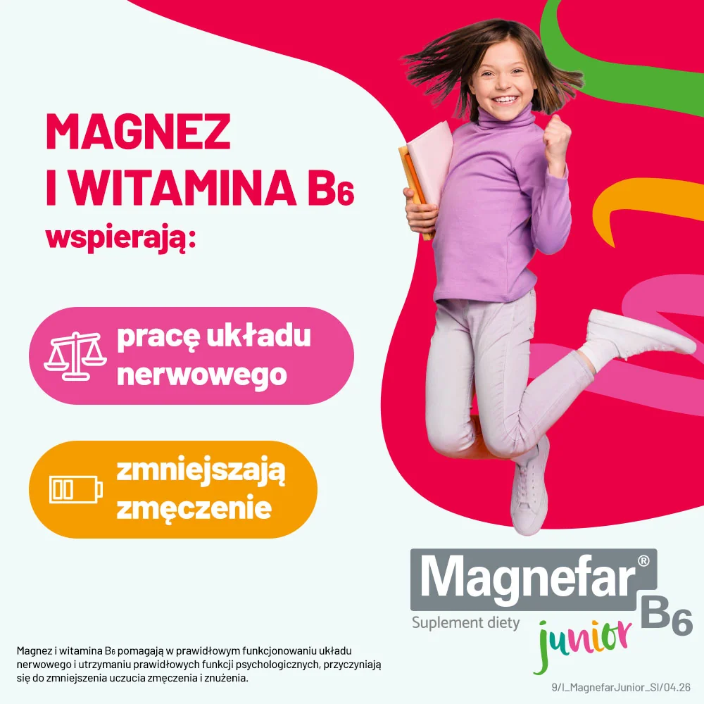 Magnefar B6 Junior płyn o smaku malinowym, 120 ml