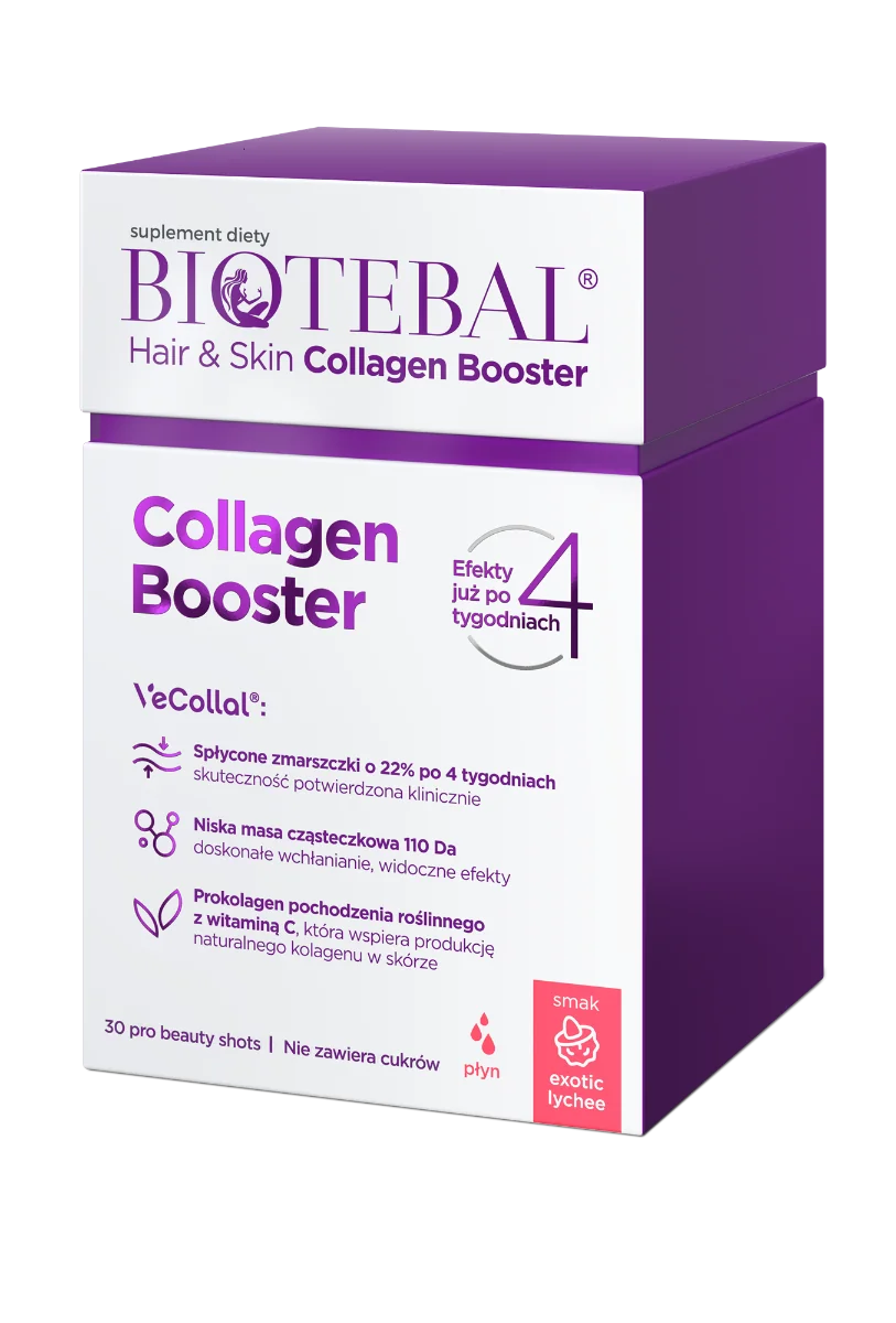 Biotebal Hair & Skin Collagen Booster, smak liczi 30 saszetek