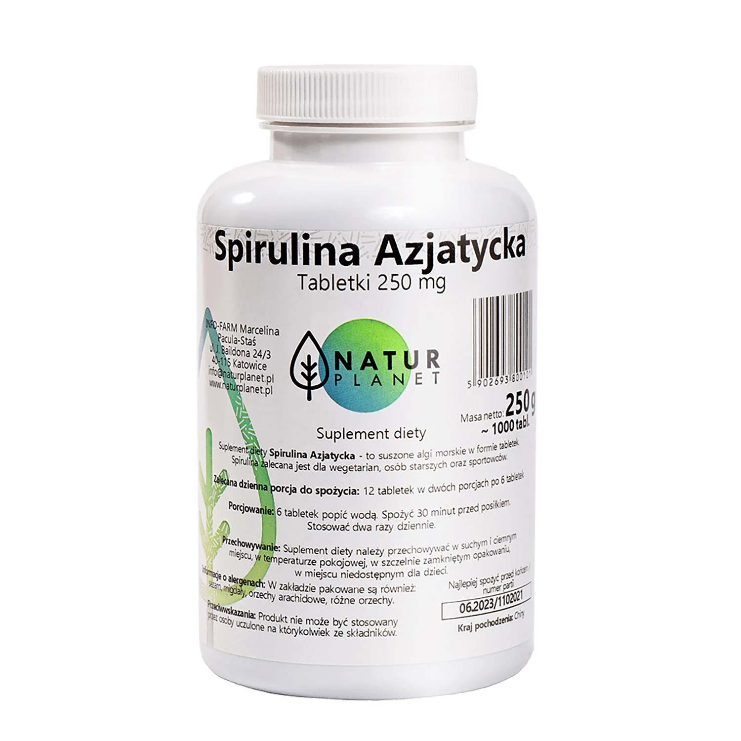 Natur Planet Spirulina Azjatycka tabletki 1000 tabletek