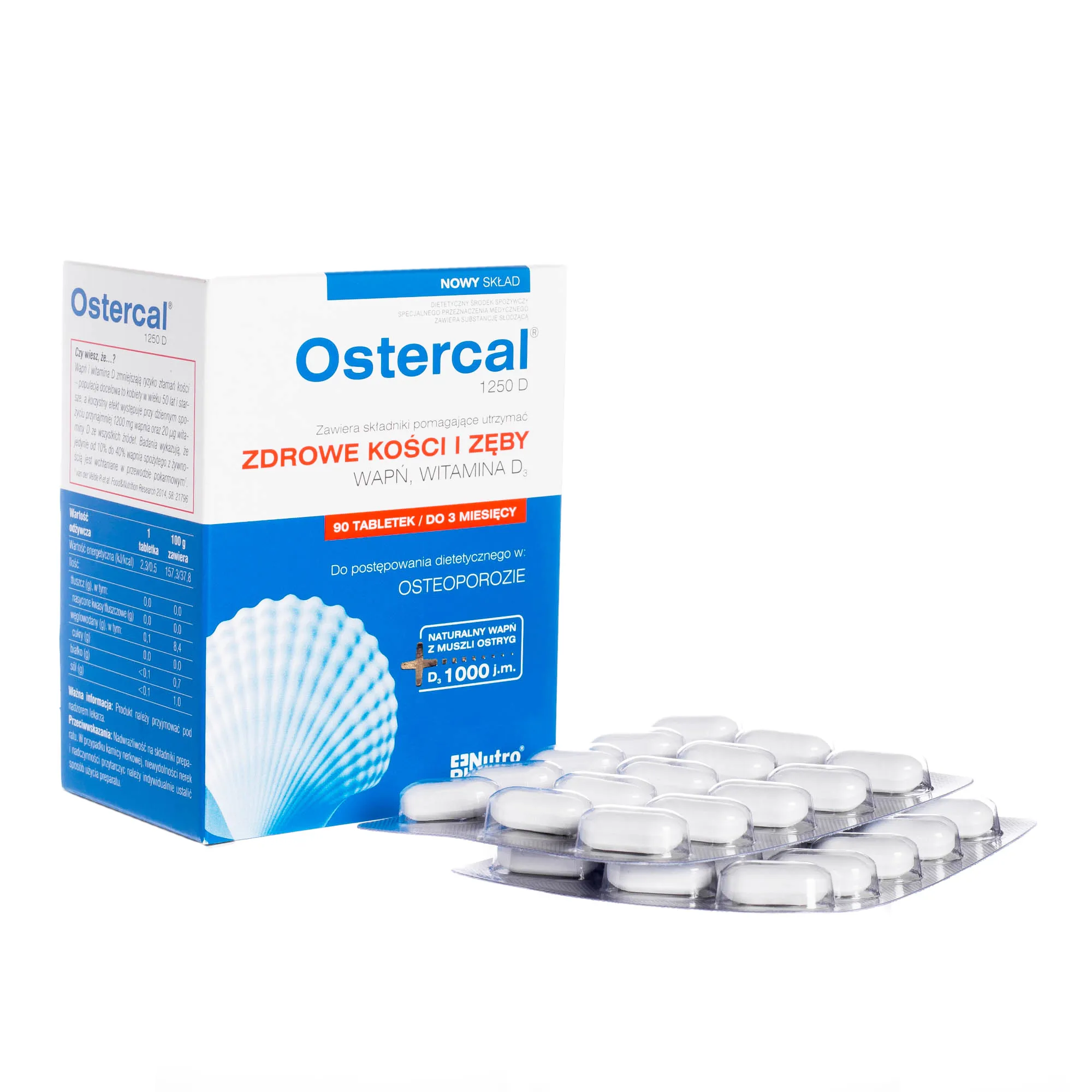 Ostercal, środek do postępowania dietetycznego w osteoporozie, 90 tabletek