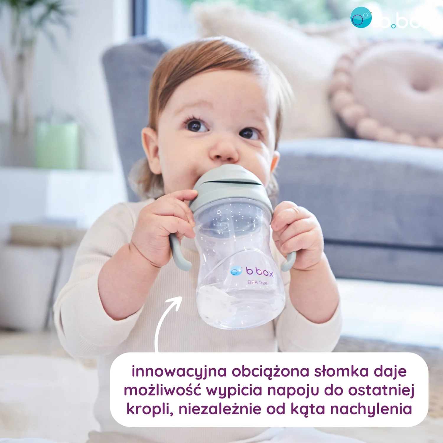 B.box bidon ze słomką szałwiowy, 240 ml