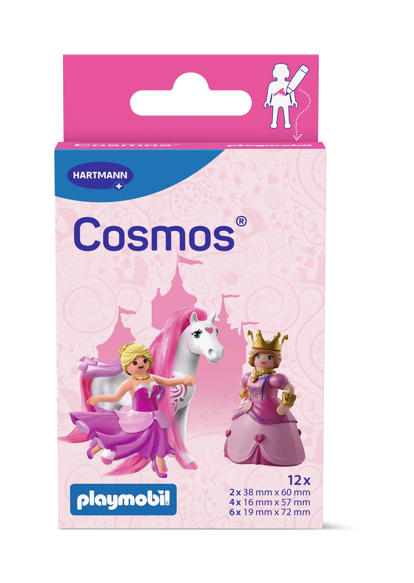 Cosmos Playmobil Princess plastry dla dzieci odporne na brud i zachlapanie, 12 sztuk