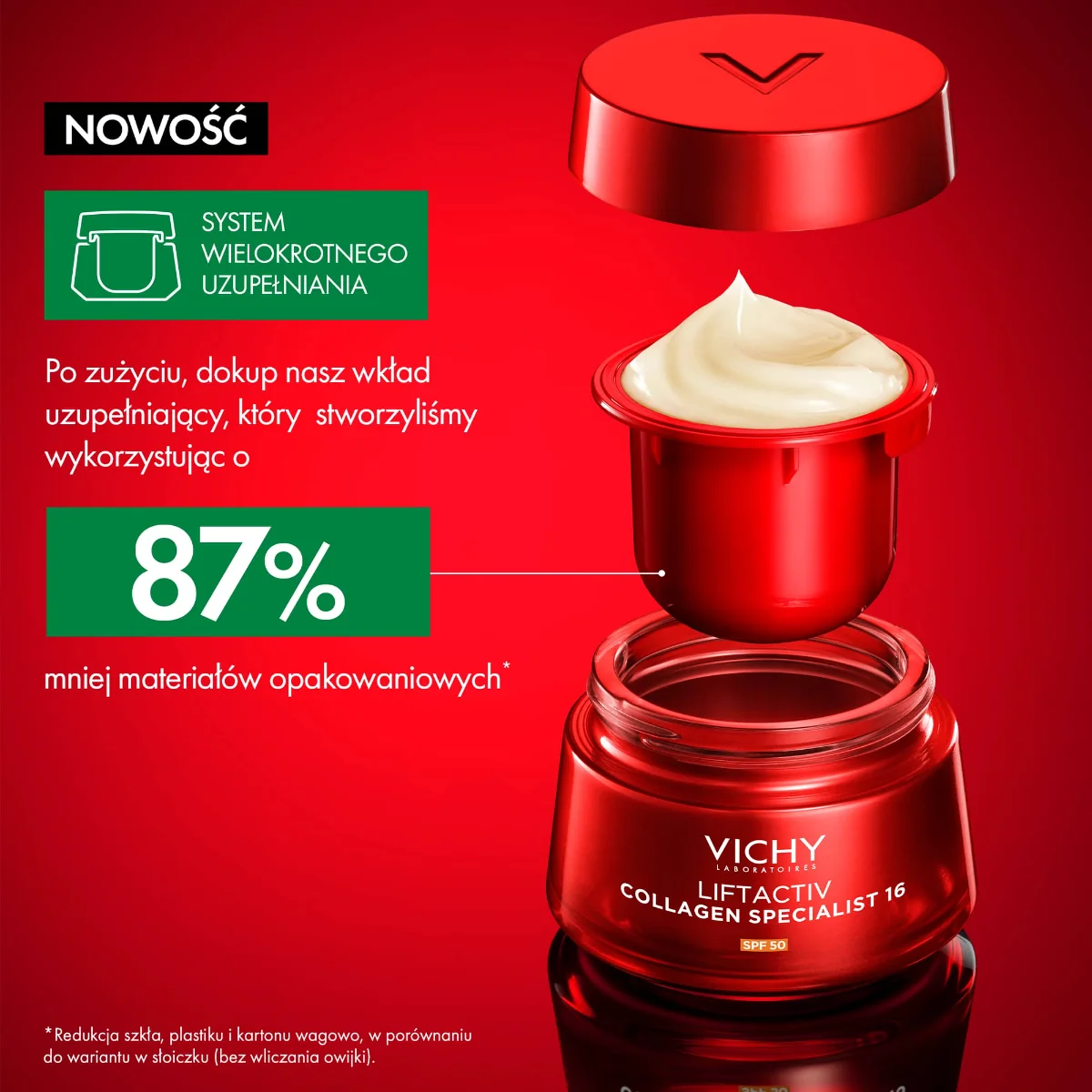 Vichy Liftactiv Collagen 16 SPF 50 krem z systemem wielokrotnego uzupełniania, 50 ml