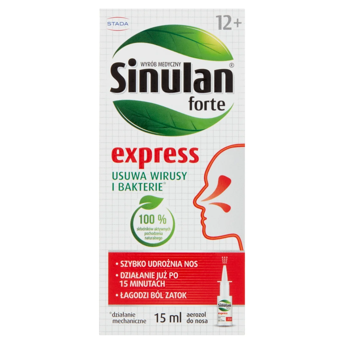 Sinulan Express Forte wyrób medyczny stosowany w leczeniu zapalenia zatok i kataru, 15 ml