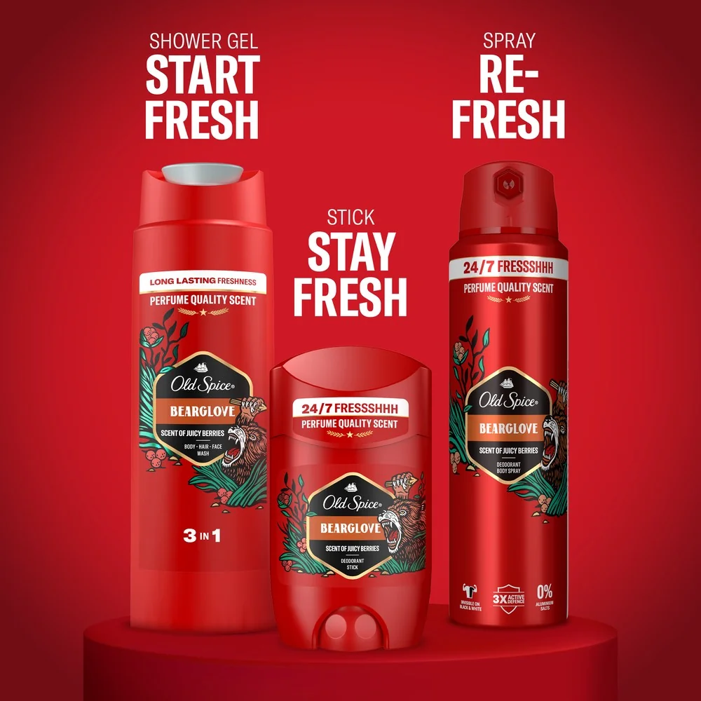 Old Spice Anime Zestaw Podarunkowy dezodorant w sztyfcie, 50 ml + dezodorant w sprayu, 150 ml + żel pod prysznic, 250 ml