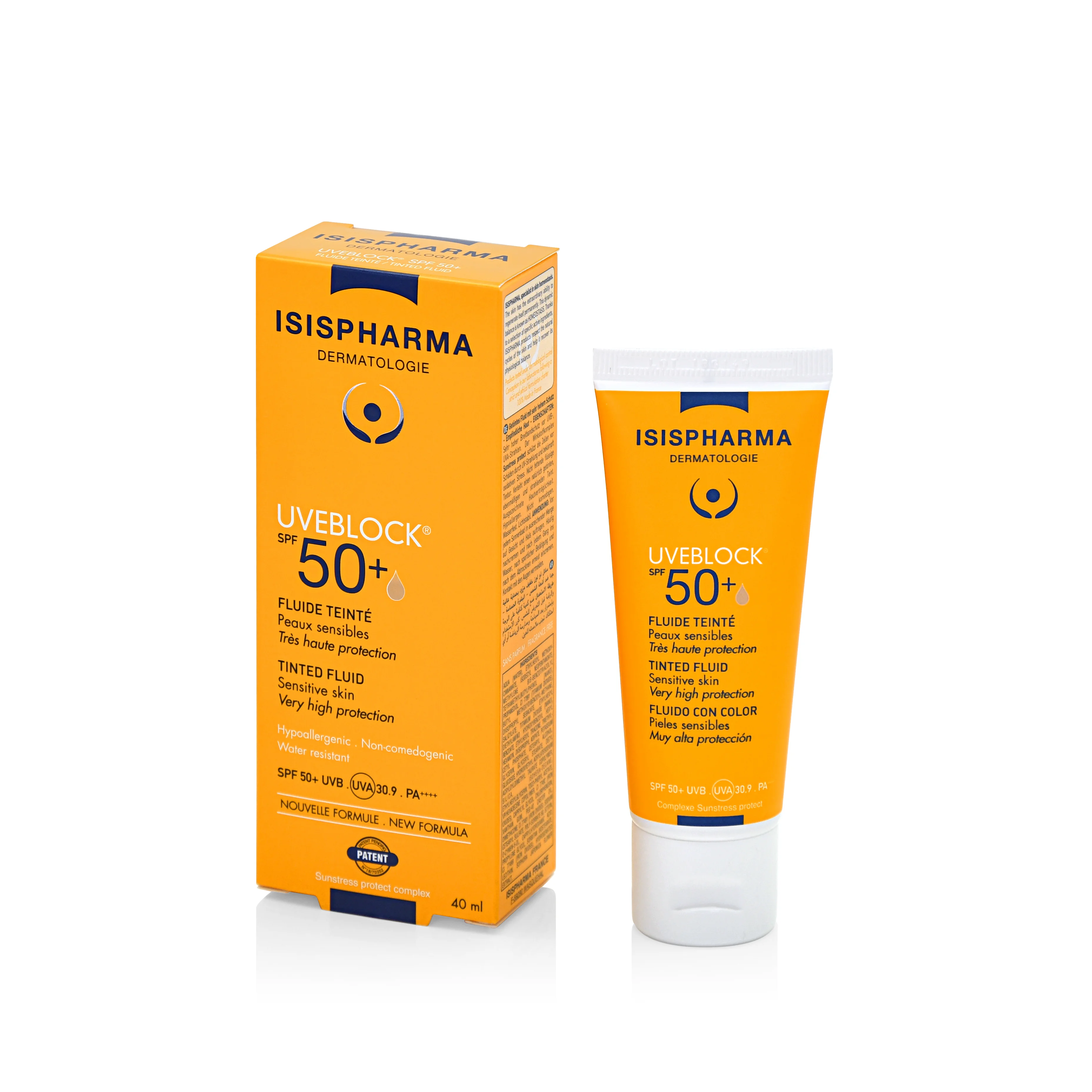 Isispharma Uveblock fluid z filtrem UVA/UVB delikatnie koloryzujący SPF 50+, 40 ml