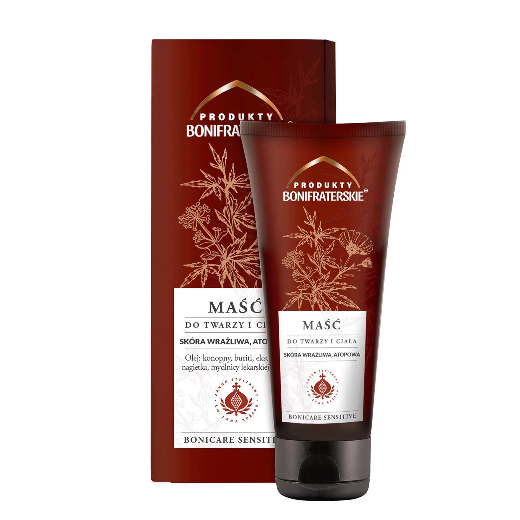 Produkty bonifraterskie Bonicare Sensitive maść do twarzy i ciała - skóra wrażliwa i atopowa, 100 ml