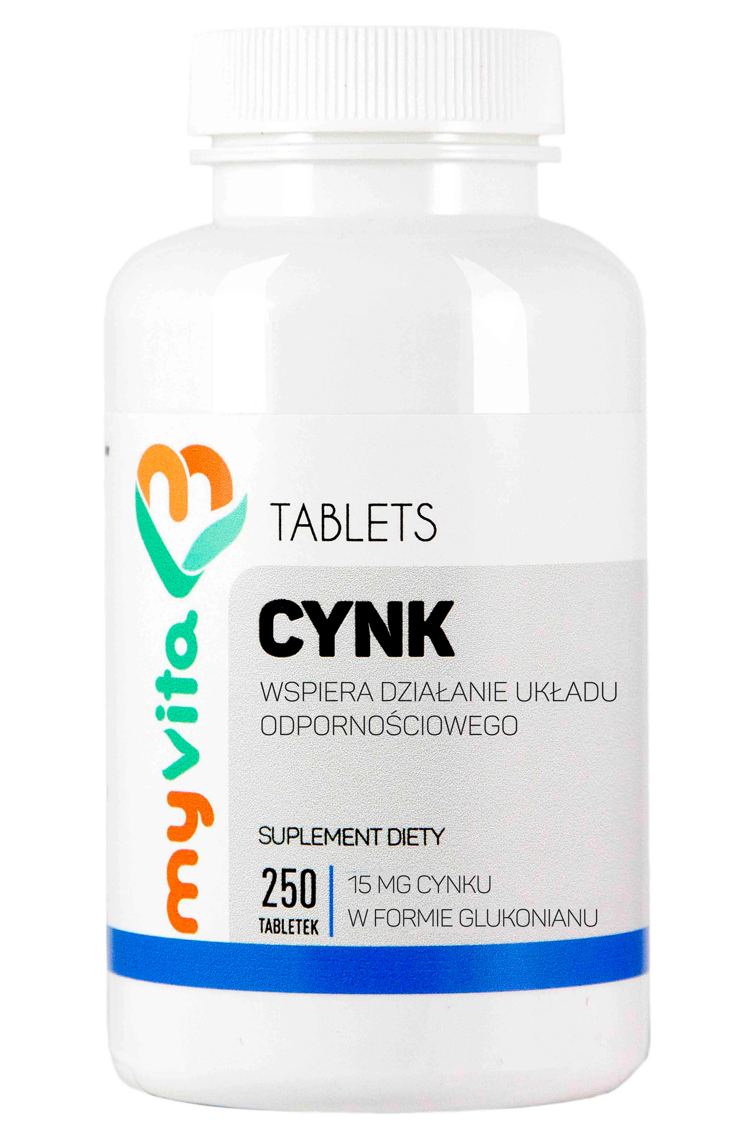 MyVita, Cynk 15mg, suplement diety, 250 tabletek
