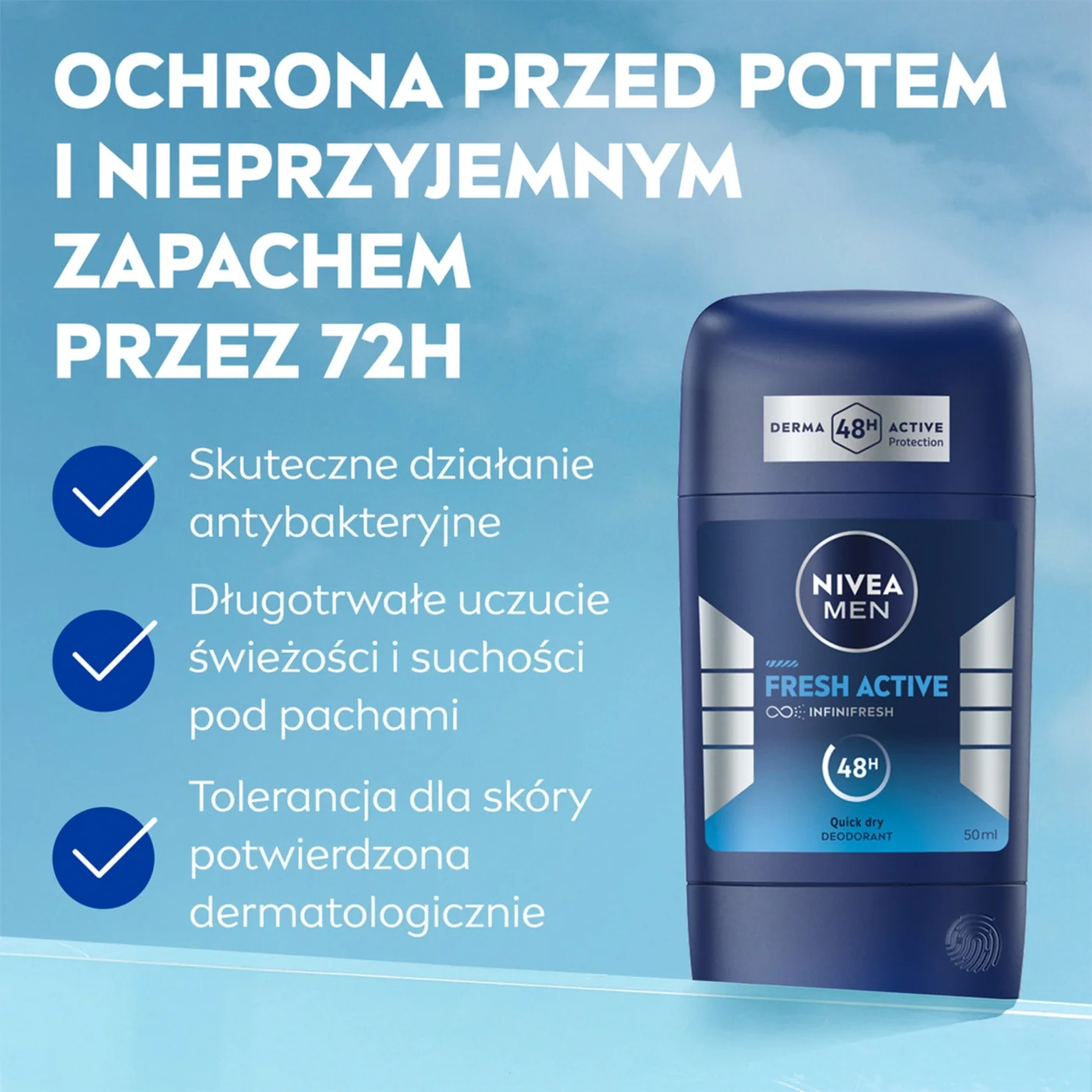 Nivea Men Fresh Active dezodorant w sztyfcie, 50 ml