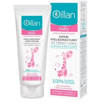 Oillan Baby, krem pielęgnacyjny do twarzy i ciała, do skóry alergicznej, suchej i wrażliwej, 75 ml 