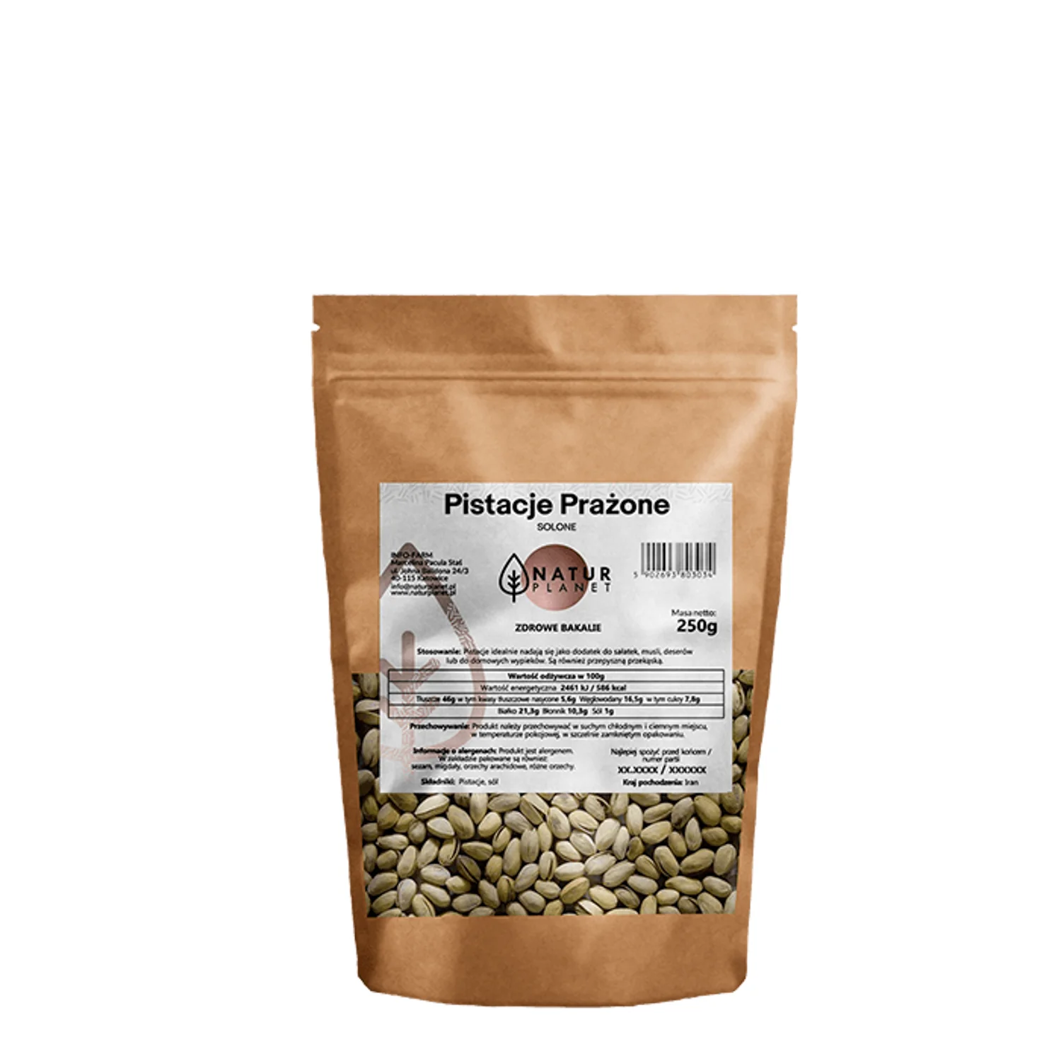 Natur Planet Zdrowe Bakalie pistacje prażone solone, 250 g