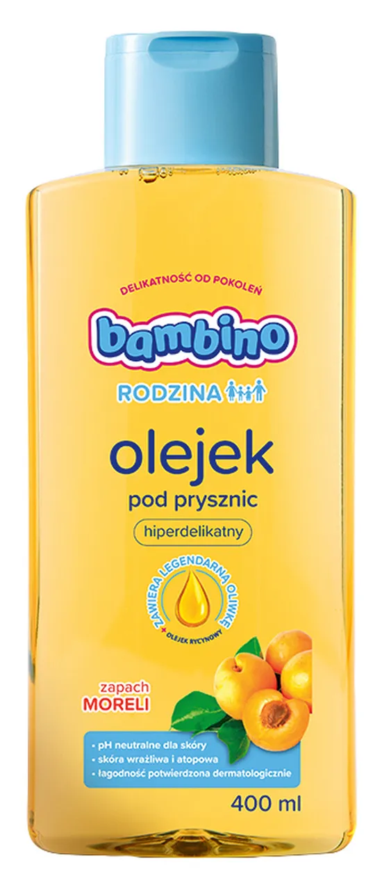 Bambino Rodzina Hiperdelikatny olejek pod prysznic o zapachu moreli, 400 ml
