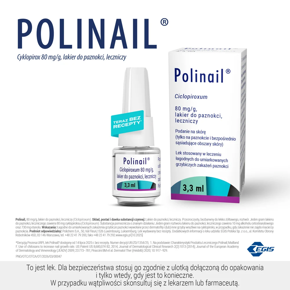 Polinail 80 mg/g lakier do paznokci, leczniczy, 3,3 ml
