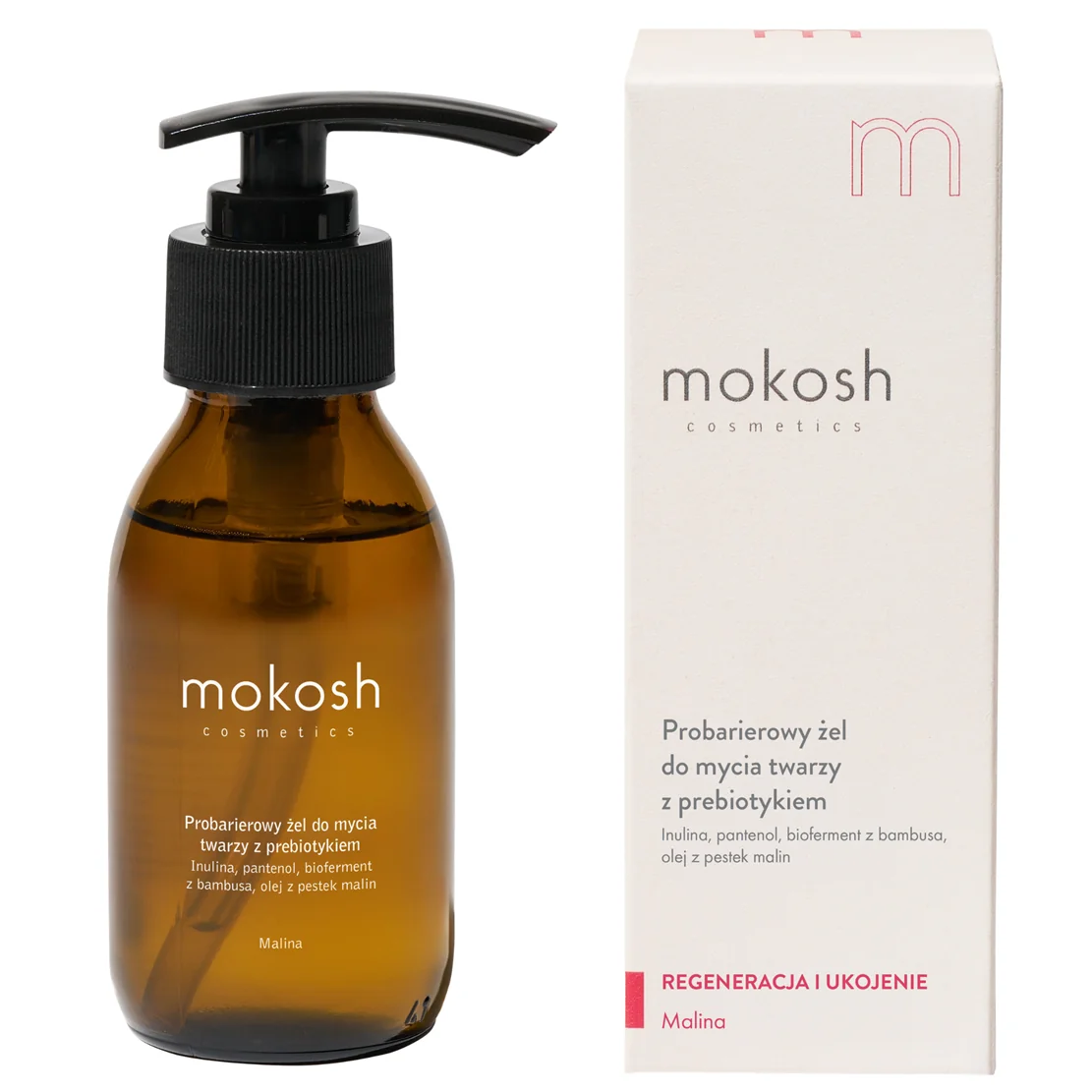 Mokosh probarierowy żel do mycia twarzy z prebiotykiem malina, 90 ml