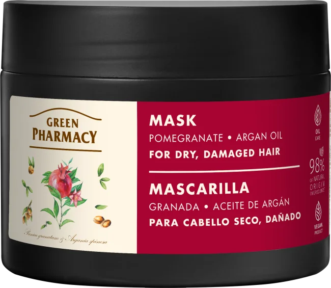 Green Pharmacy maska do włosów suchych i zniszczonych, Granat i Olej arganowy, 300 ml
