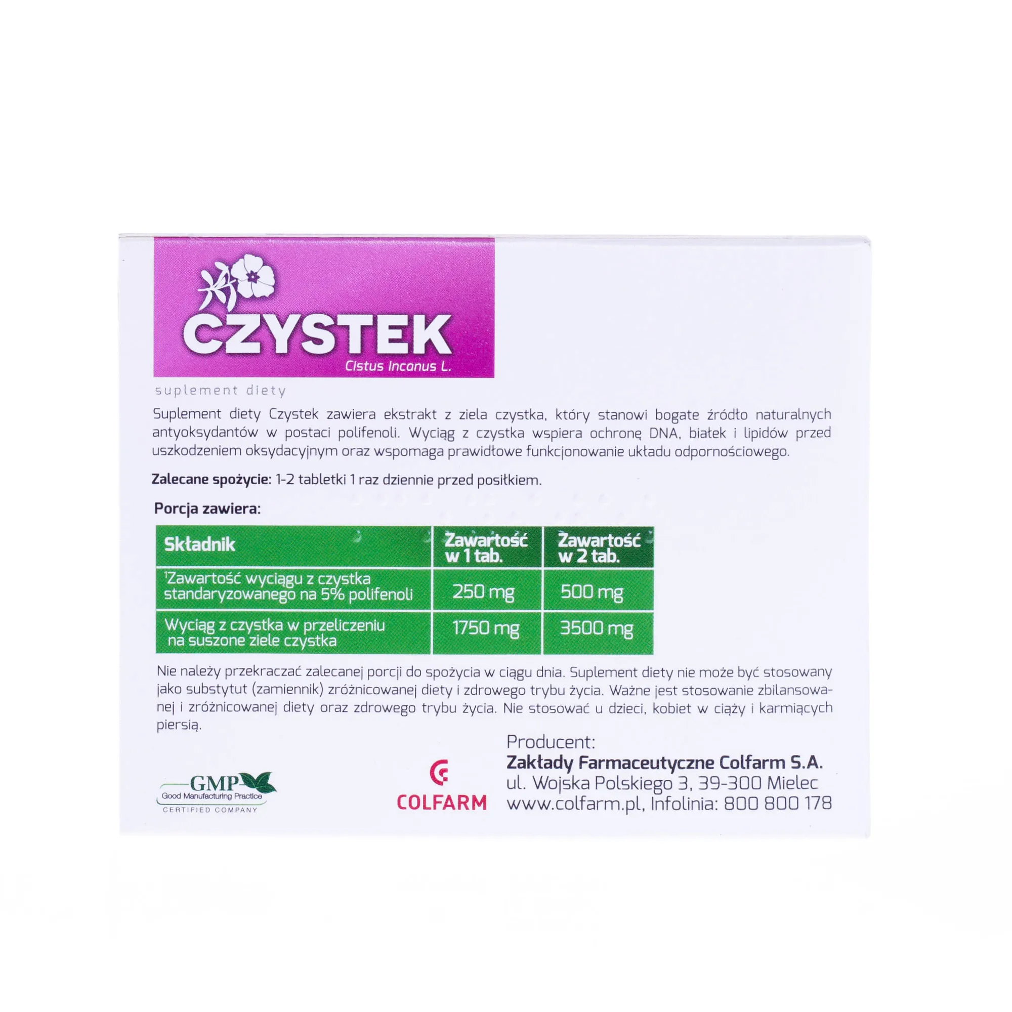 Czystek suplement diety, 60 tabletek 