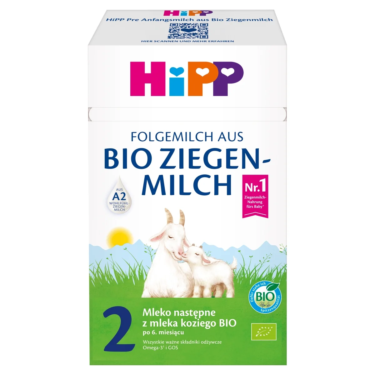 HiPP 2 Mleko następne z mleka koziego BIO, dla niemowląt po 6. m-cu, 400 g