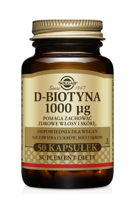 Solgar D-biotyna 1000mcg, suplement diety, 50 kapsułek