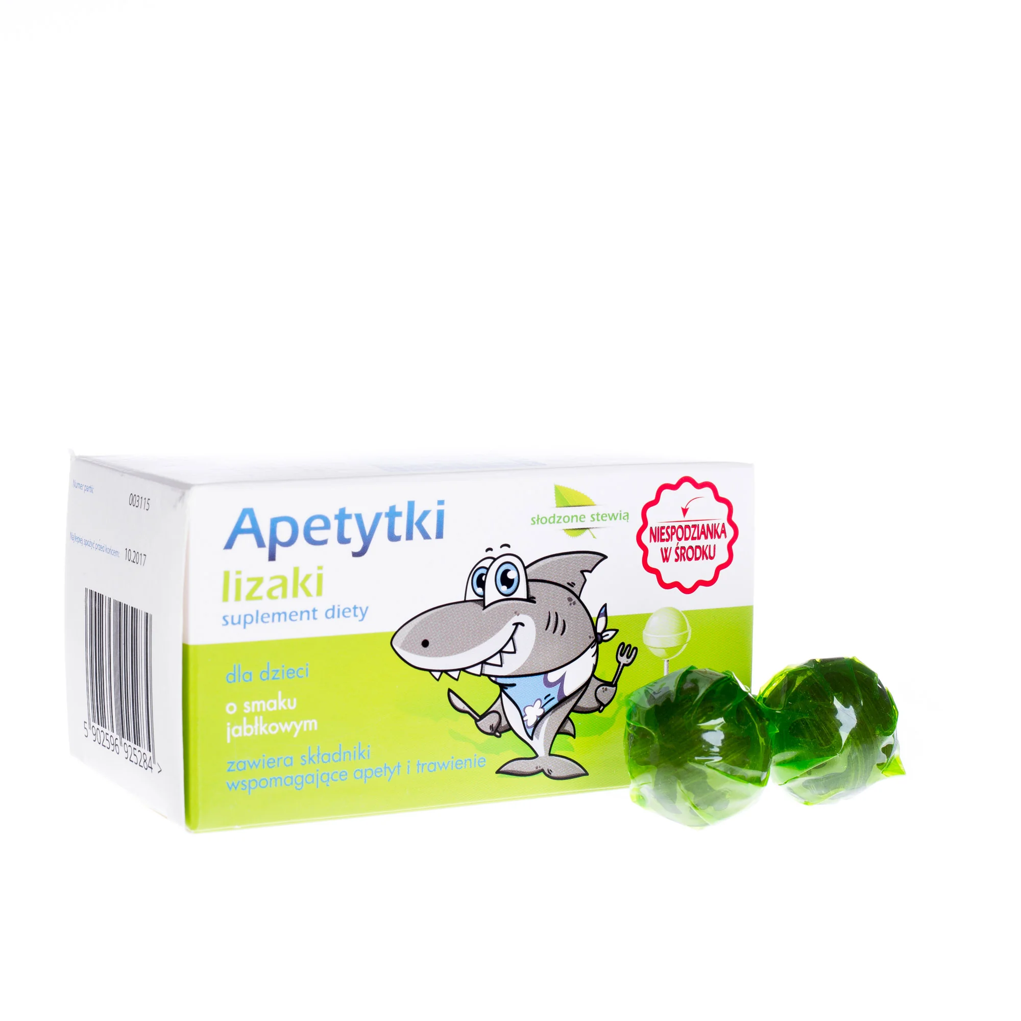 Apetytki lizaki, suplement diety, o smaku jabłkowym, 6 szt. 
