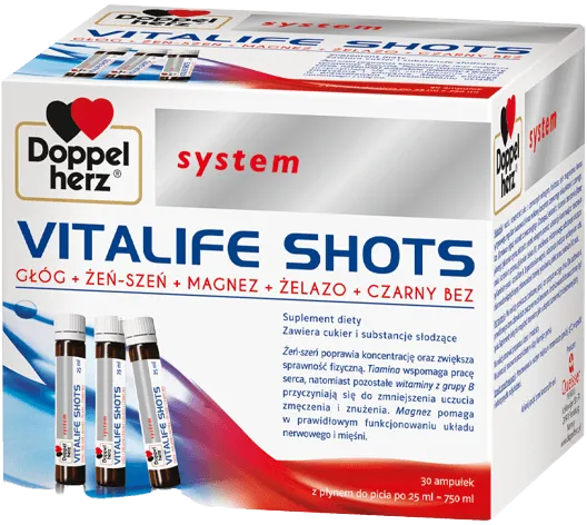 Doppelherz System Vitalife Shots, suplement diety, 30 ampułek po 25 ml