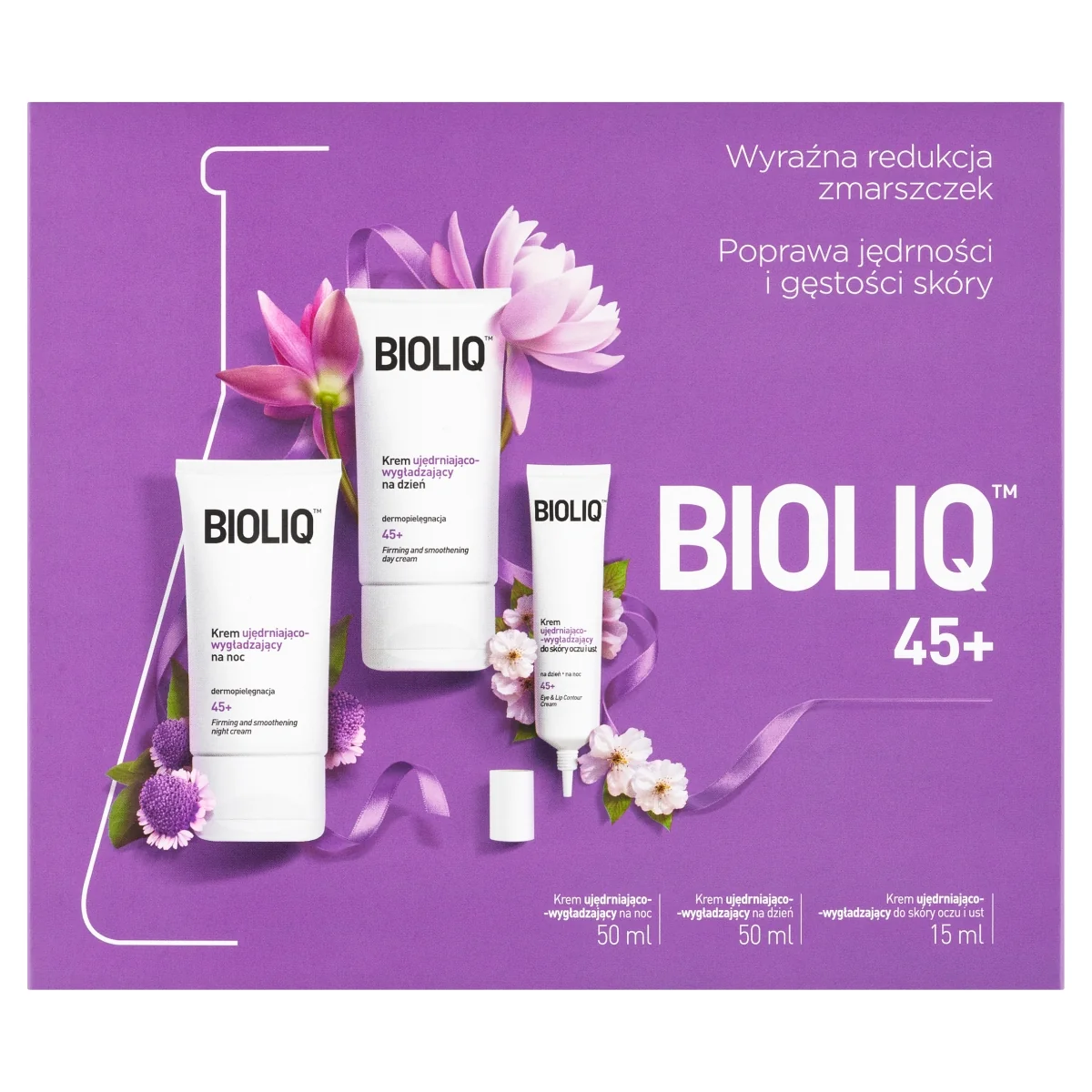 Bioliq 45+ krem na dzień, 50 ml + krem na noc, 50 ml + krem do okolic oczu i ust, 15 ml