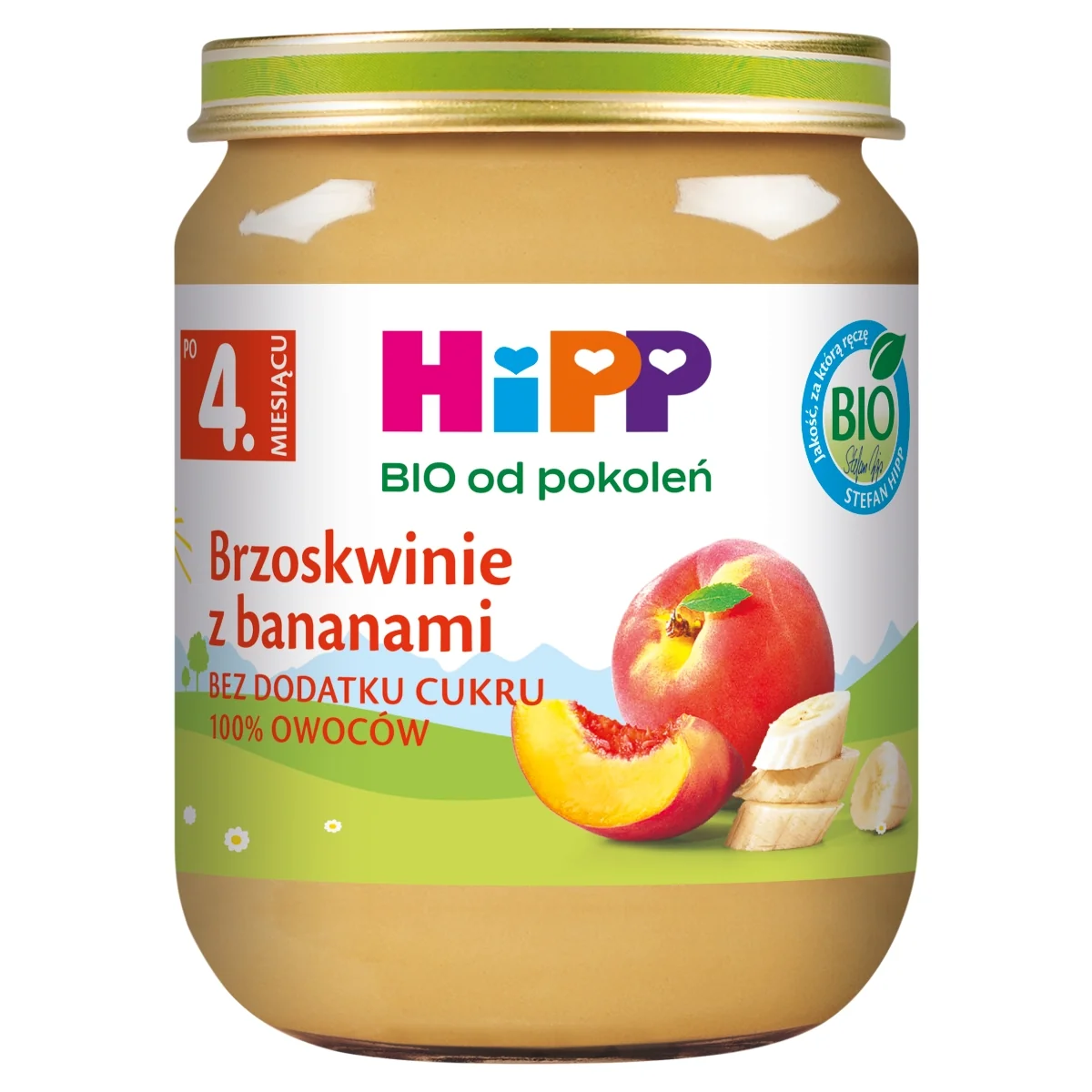 HiPP BIO od pokoleń brzoskwinie z bananami po 4. miesiącu, 125 g