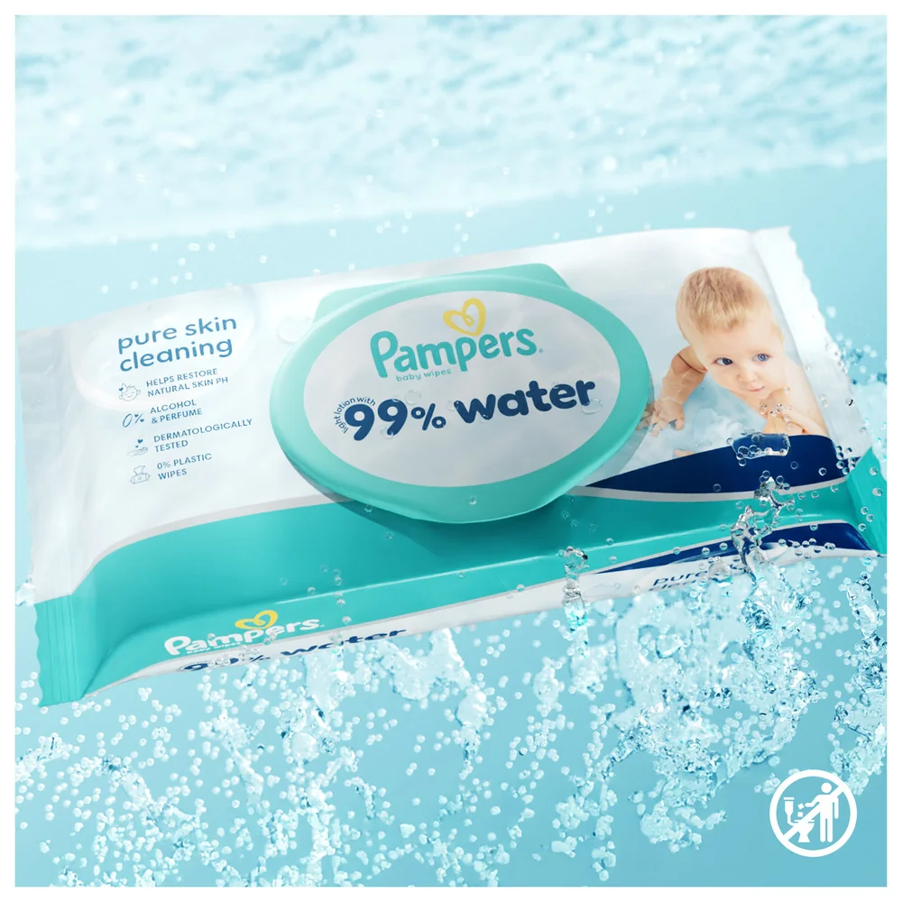 Pampers 99% Water chusteczki nawilżane dla dzieci, 6 x 60 sztuk