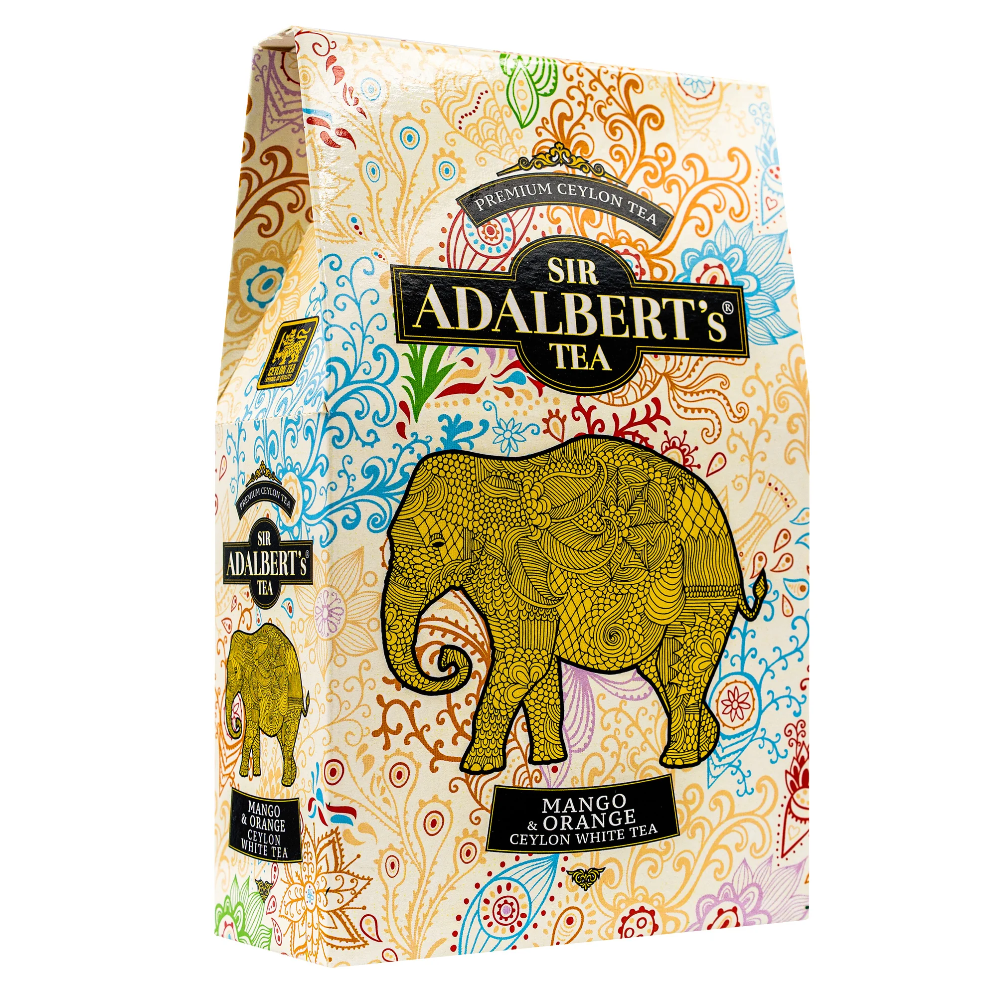 Sir Adalbert's Tea biała herbata liściasta w kartoniku pouch Mango & Orange, 80 g