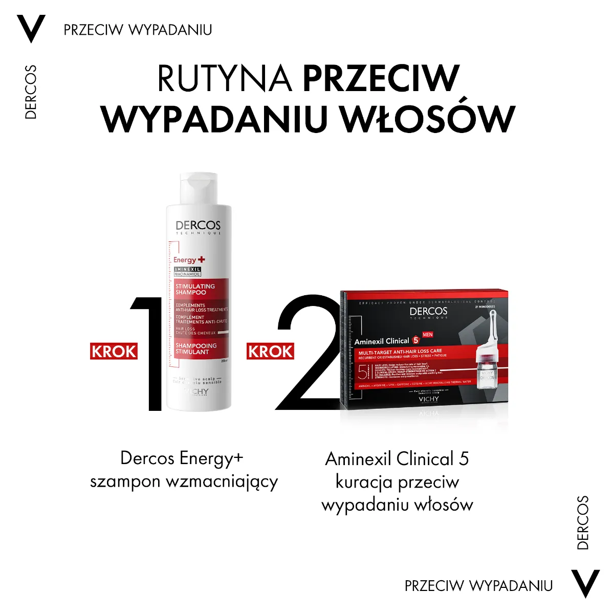 Dercos Technique MEN Aminexil Clinical 5 Kuracja przeciw wypadaniu włosów, 21 x 6 ml 