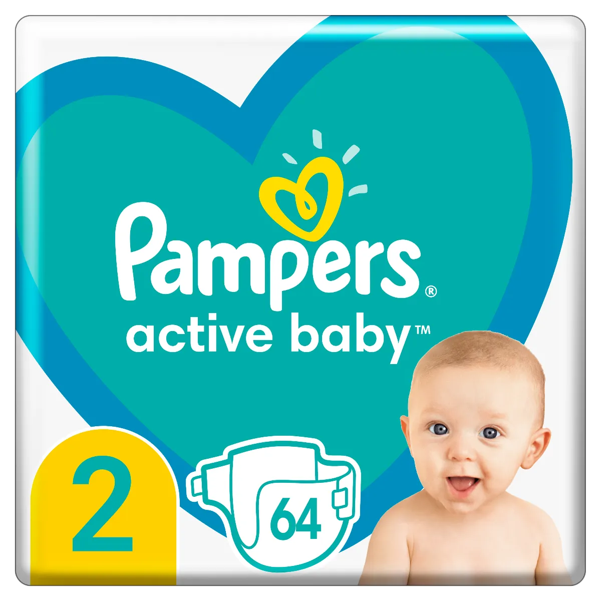 Pampers Active Baby Mini pieluszki jednorazowe, rozmiar 2, 3-6 kg, 64 szt.