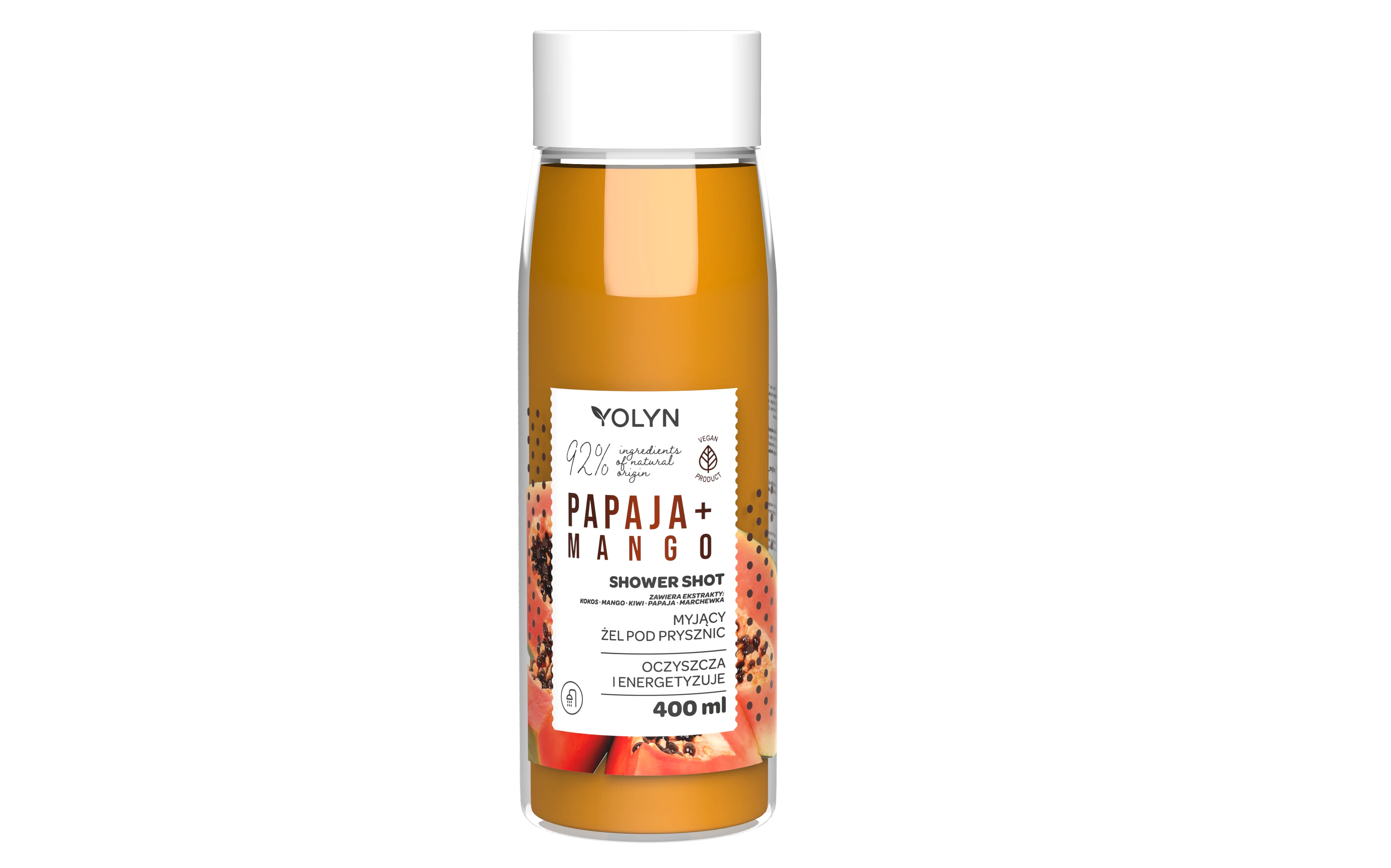 Yolyn Shower Shot żel pod prysznic papaja + mango, 400 ml