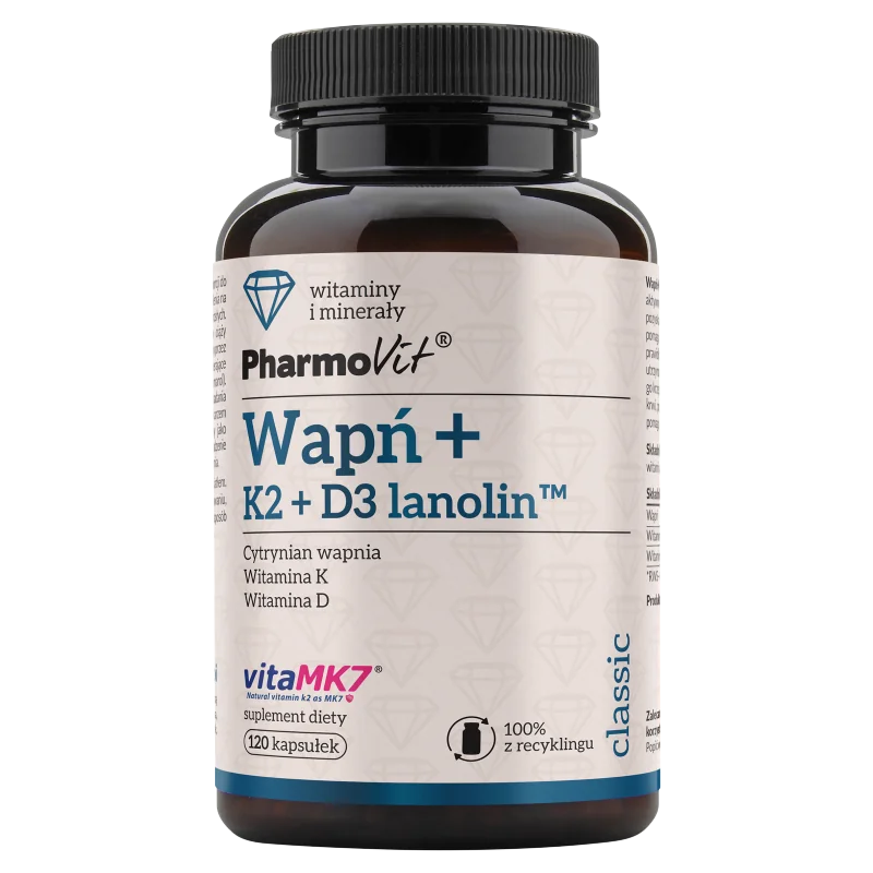 Pharmovit Wapń + K2 + D3 Lanolin 120 kapsułek