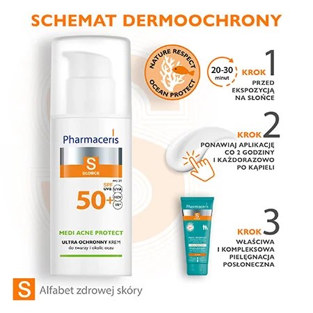 Pharmaceris S Medi Acne Protect ultra ochronny krem-żel dla skóry trądzikowej, mieszanej i tłustej, SPF 50+, 50 ml