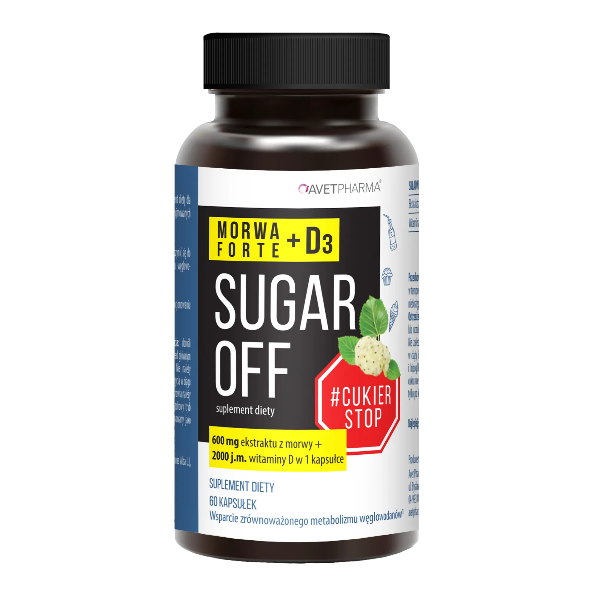 Sugar OFF Morwa Forte + D3, 60 kapsułek