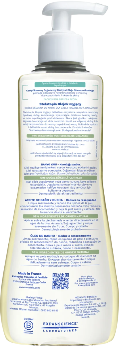 Mustela Stelatopia olejek myjący, 500 ml