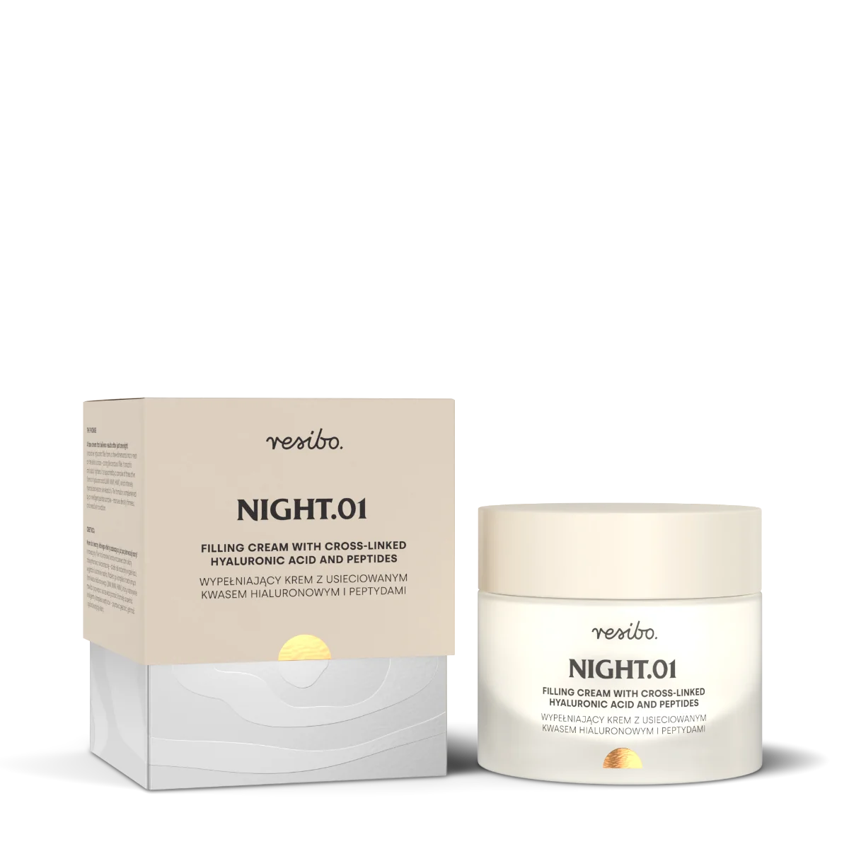 Resibo Night 0.1 wypełniający krem z usieciowanym kwasem hialuronowym i peptydami, 50 ml
