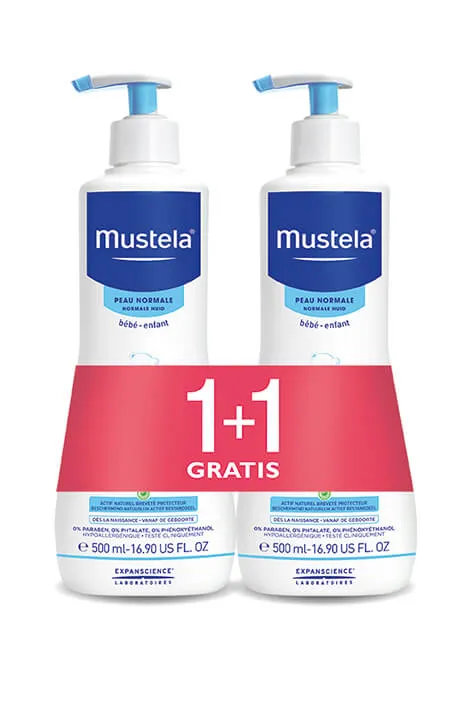 Mustela Bebe Enfant, delikatny żel do mycia, 500 ml + 500 ml