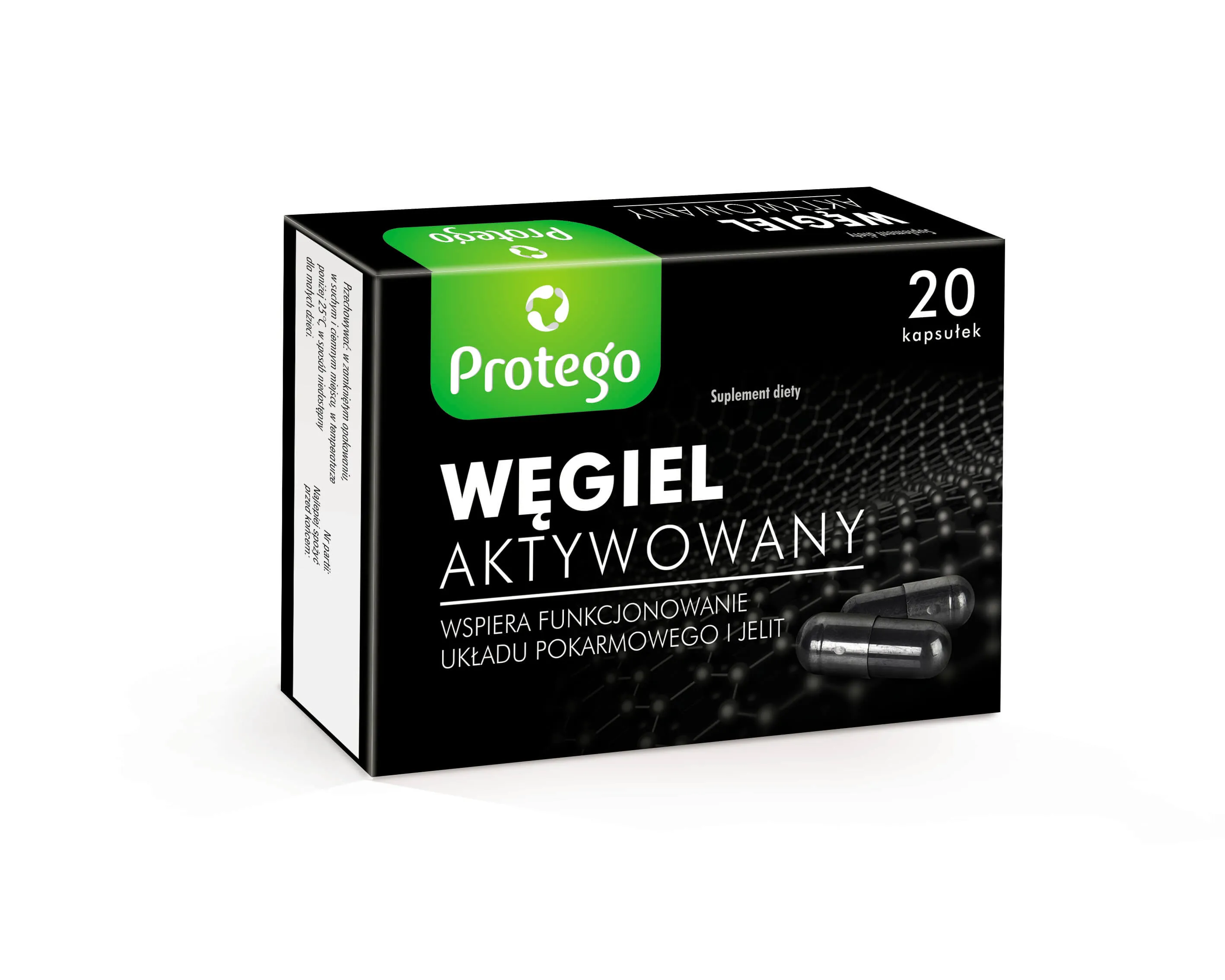 Protego Węgiel Aktywowany, suplement diety, 20 kapsułek