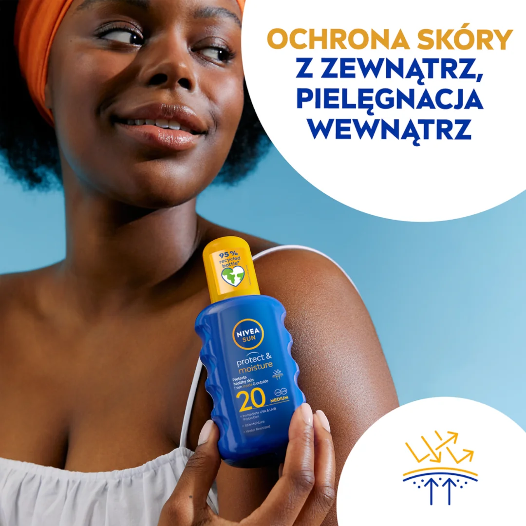 Nivea Sun Protect & Moisture nawilżający balsam do opalania w sprayu SPF 20, 200 ml