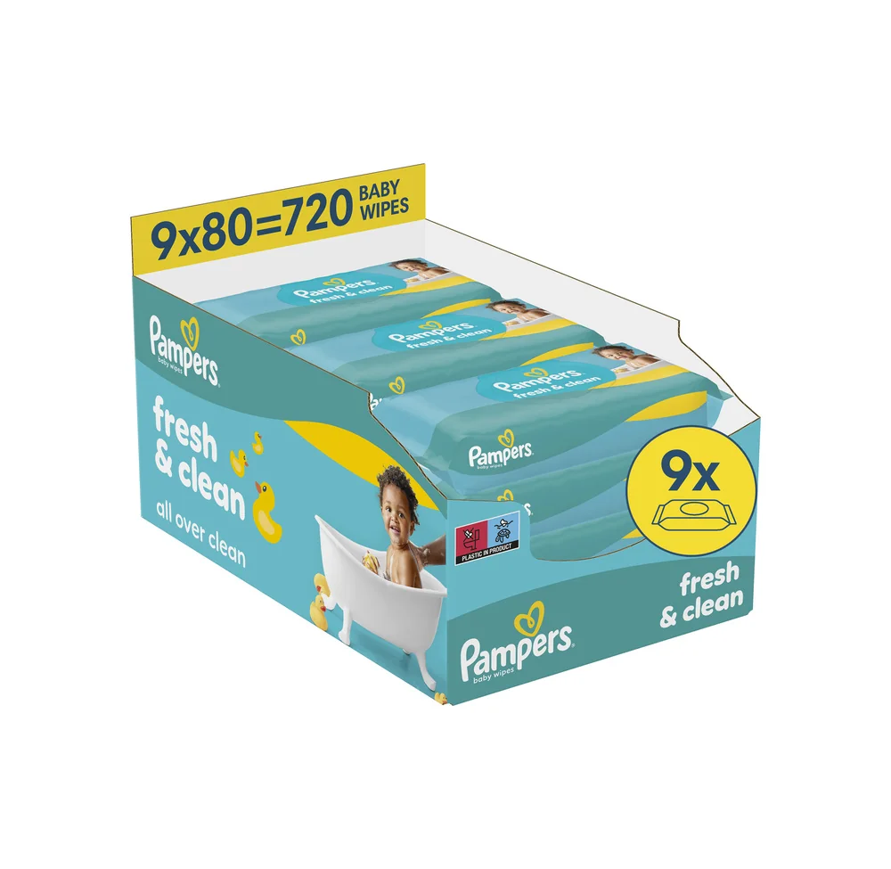 Pampers Fresh Clean chusteczki nawilżane dla dzieci, 12 x 80 sztuk