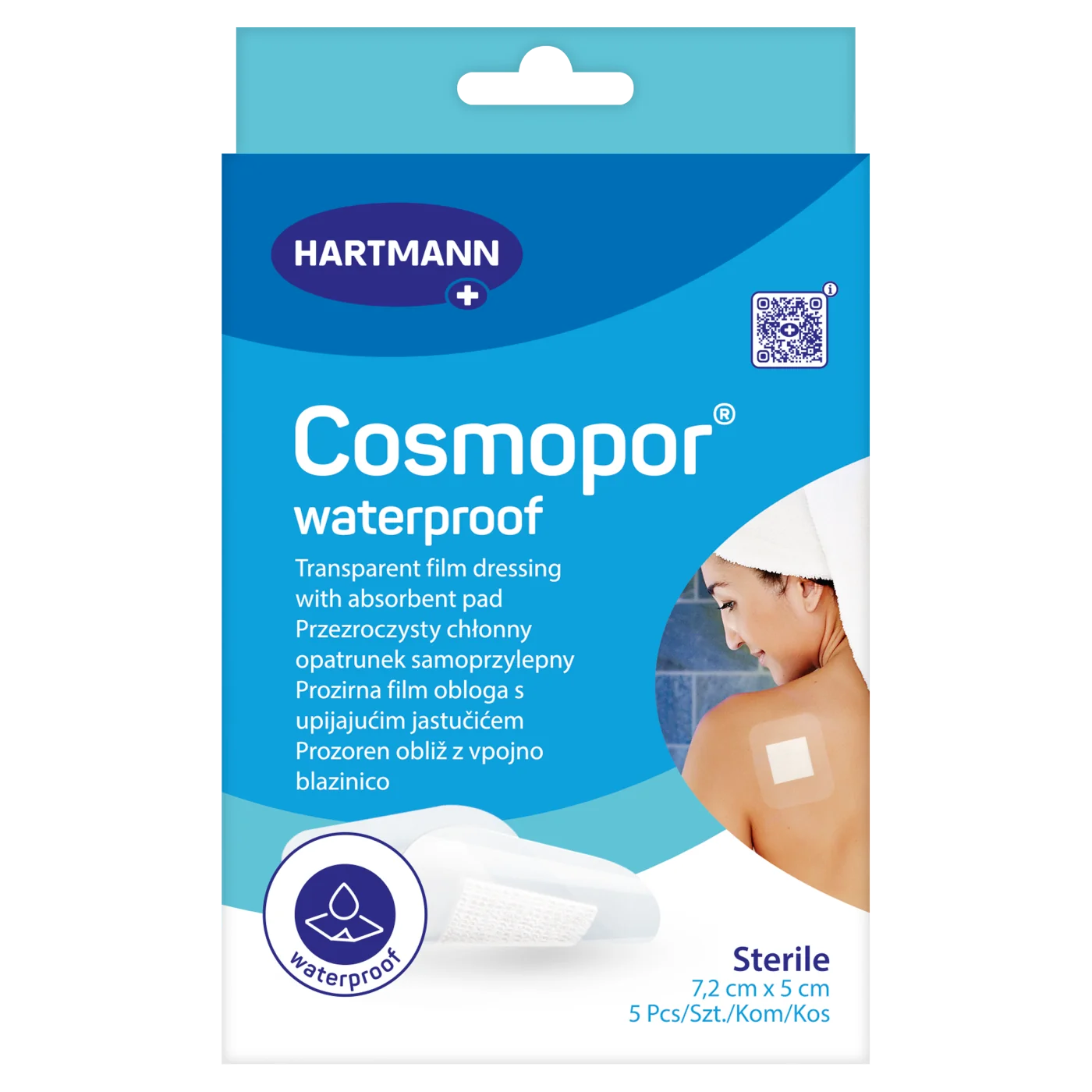 Cosmopor Waterproof opatrunek samoprzylepny, 7,2 cm x 5 cm, 5 szt.