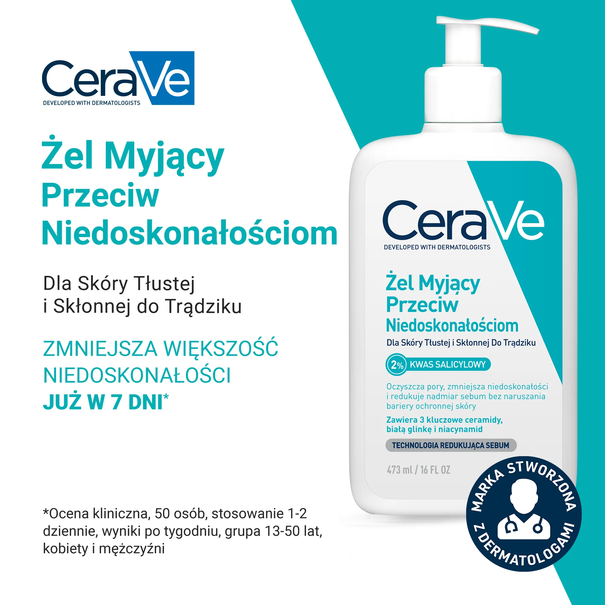 CeraVe żel myjący przeciw niedoskonałościom, 473 ml