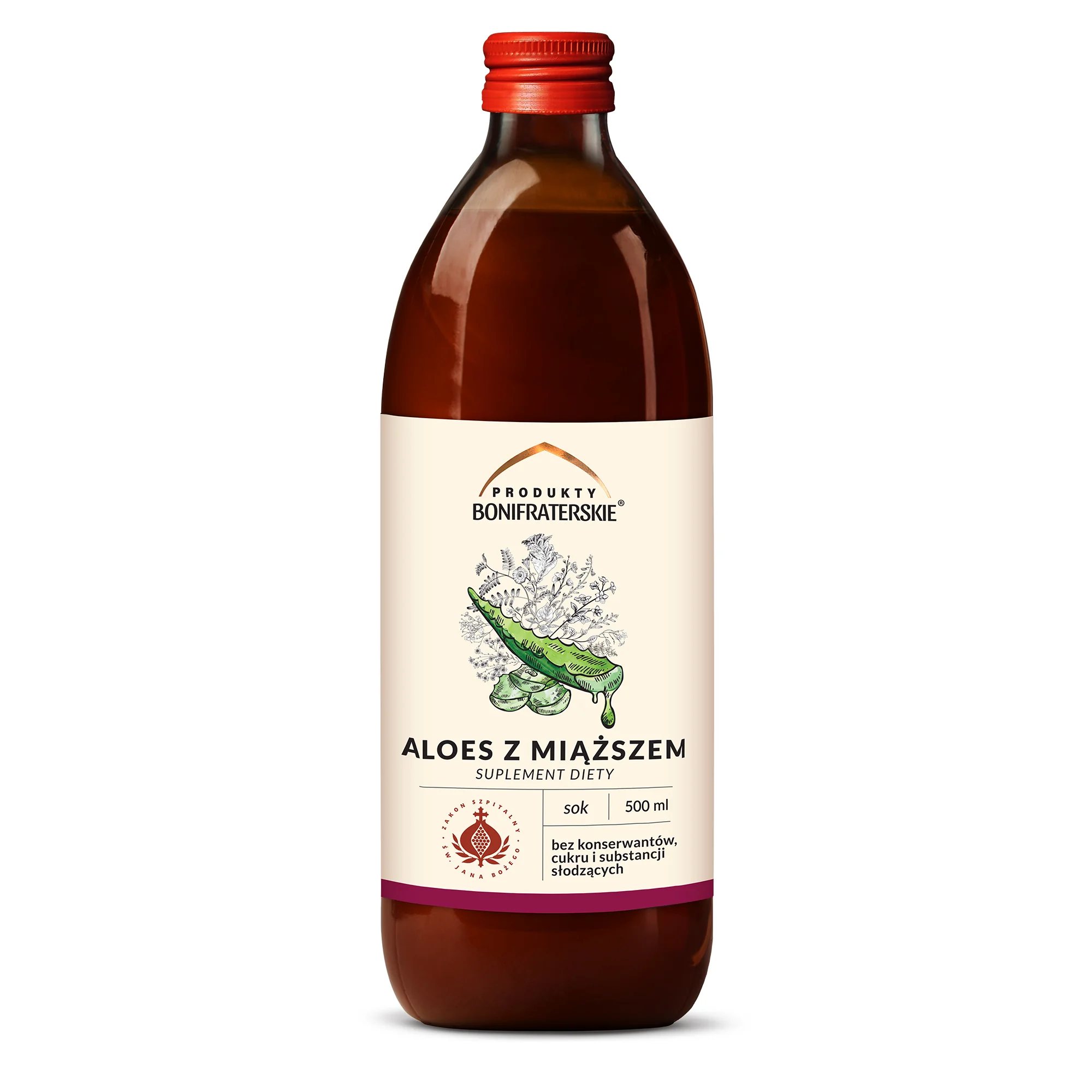 Produkty bonifraterskie sok z aloesu z miąższem, 500 ml