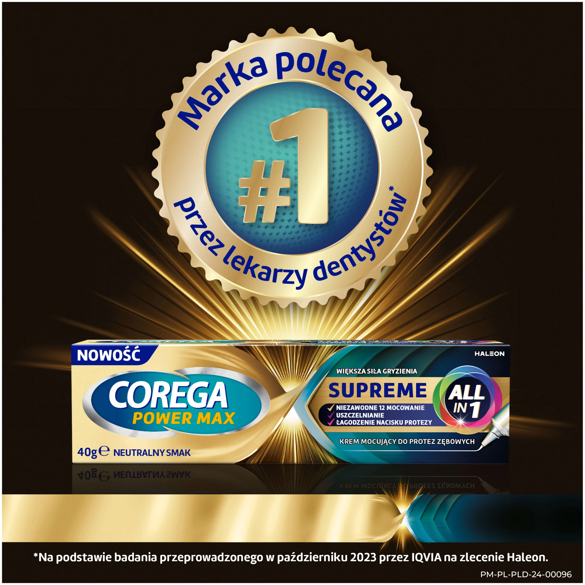 Corega Power Max Supreme All-In-1 Krem mocujący do protez zębowych, smak neutralny, 40 g