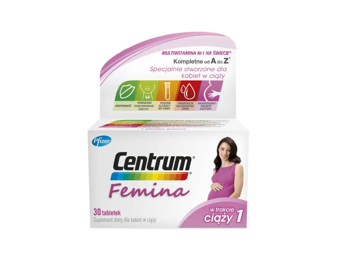 Centrum Femina 1 w trakcie ciąży, suplement diety, 30 tabletek 
