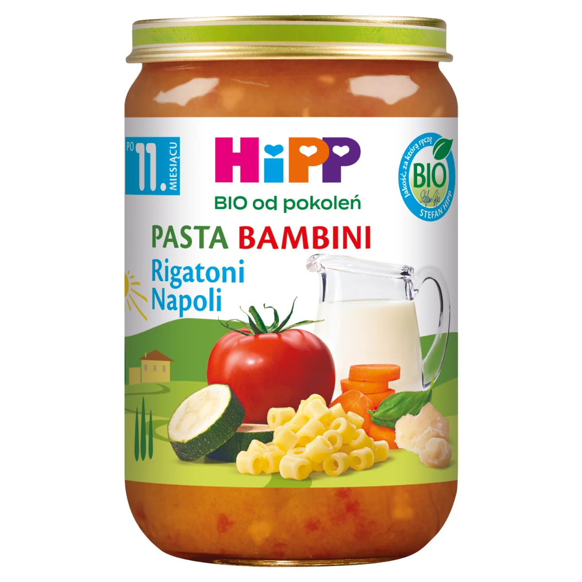 HiPP BIO od pokoleń Pasta Bambini, Rigatoni Napoli, po 11 miesiącu, 220 g