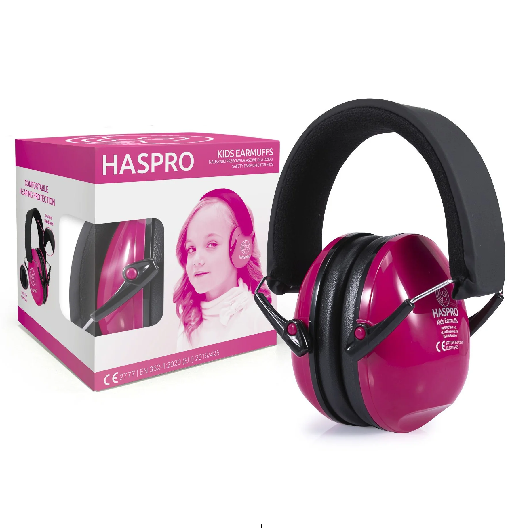 HASPRO Kids Earmuffs PINK różowe nauszniki dla dzieci, 1 sztuka