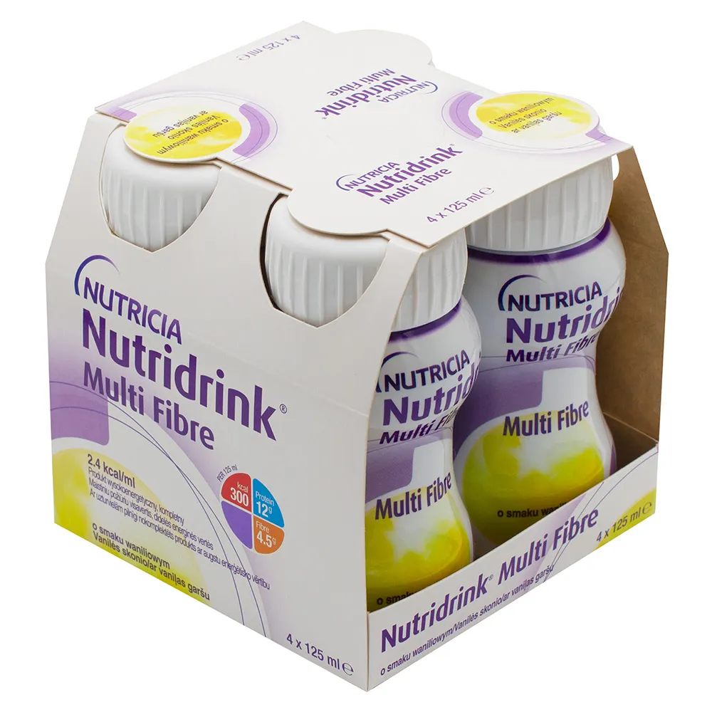 Nutridrink Multi Fibre, smak waniliowy, 4 x 125 ml