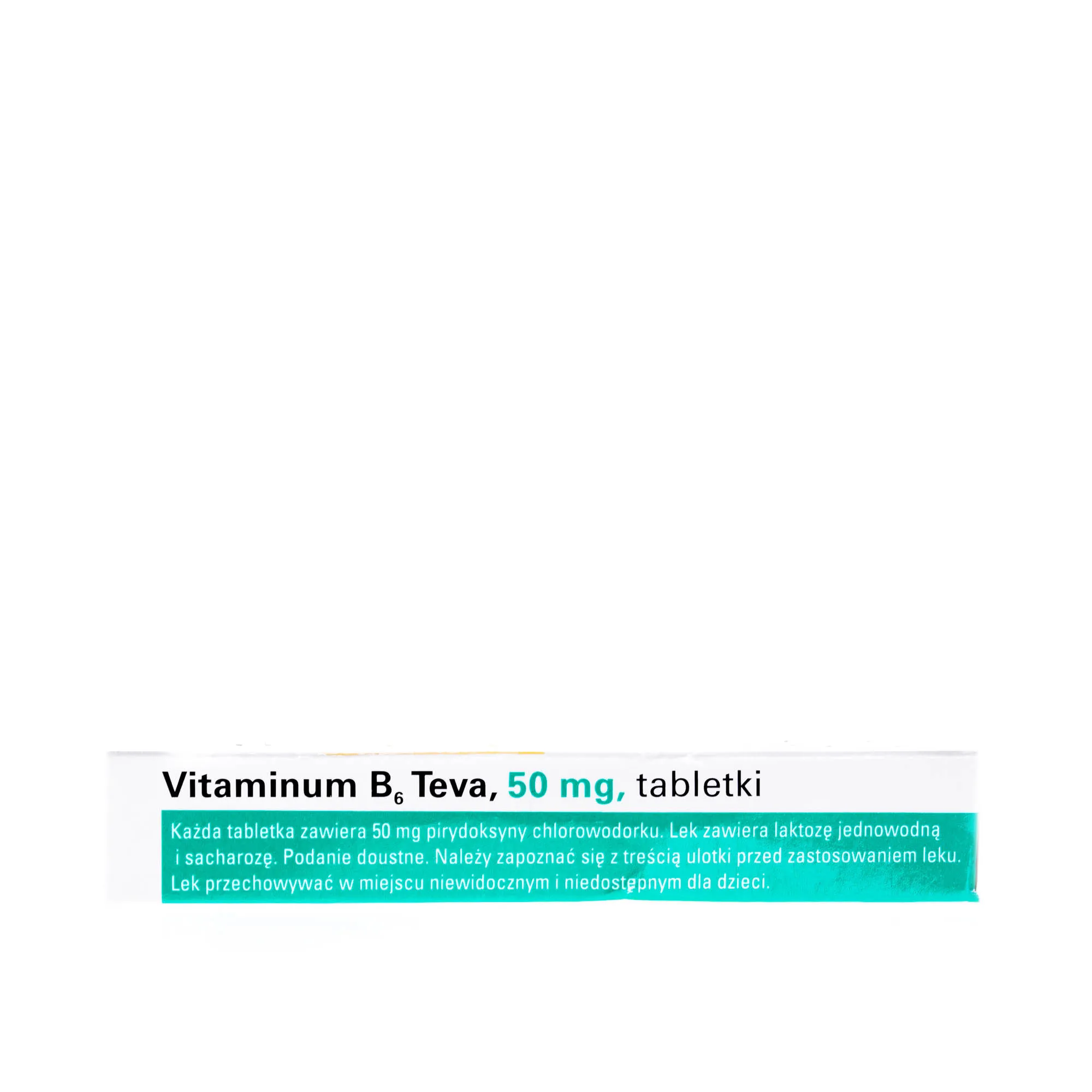 Vitaminum B6 Teva, tabletki stosowane w celu uzupełnienia niedoboru witaminy B6, 50 tabletek 