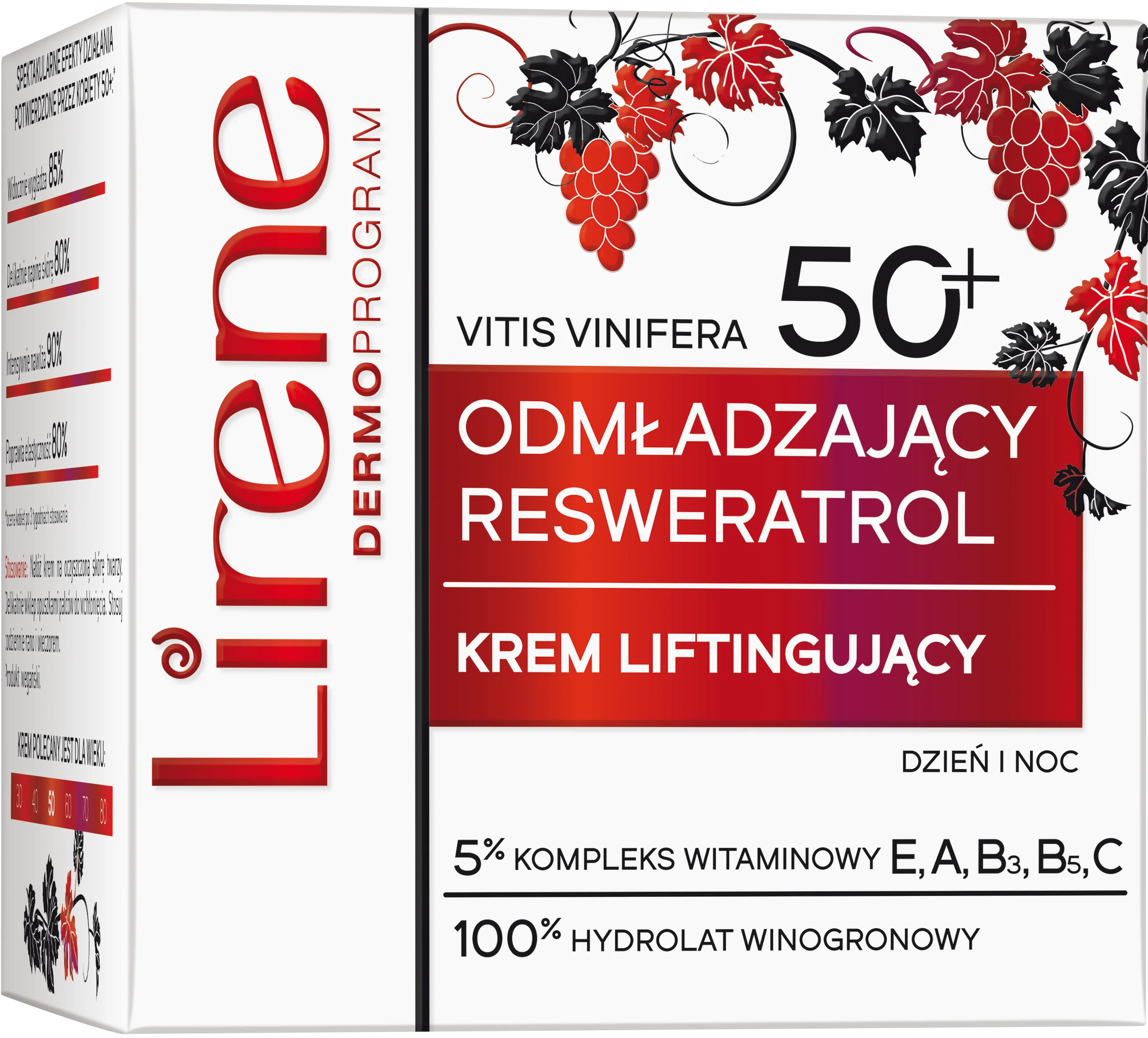 Lirene Resweratrol naprawczy krem przeciwzmarszczkowy 50+, 50 ml